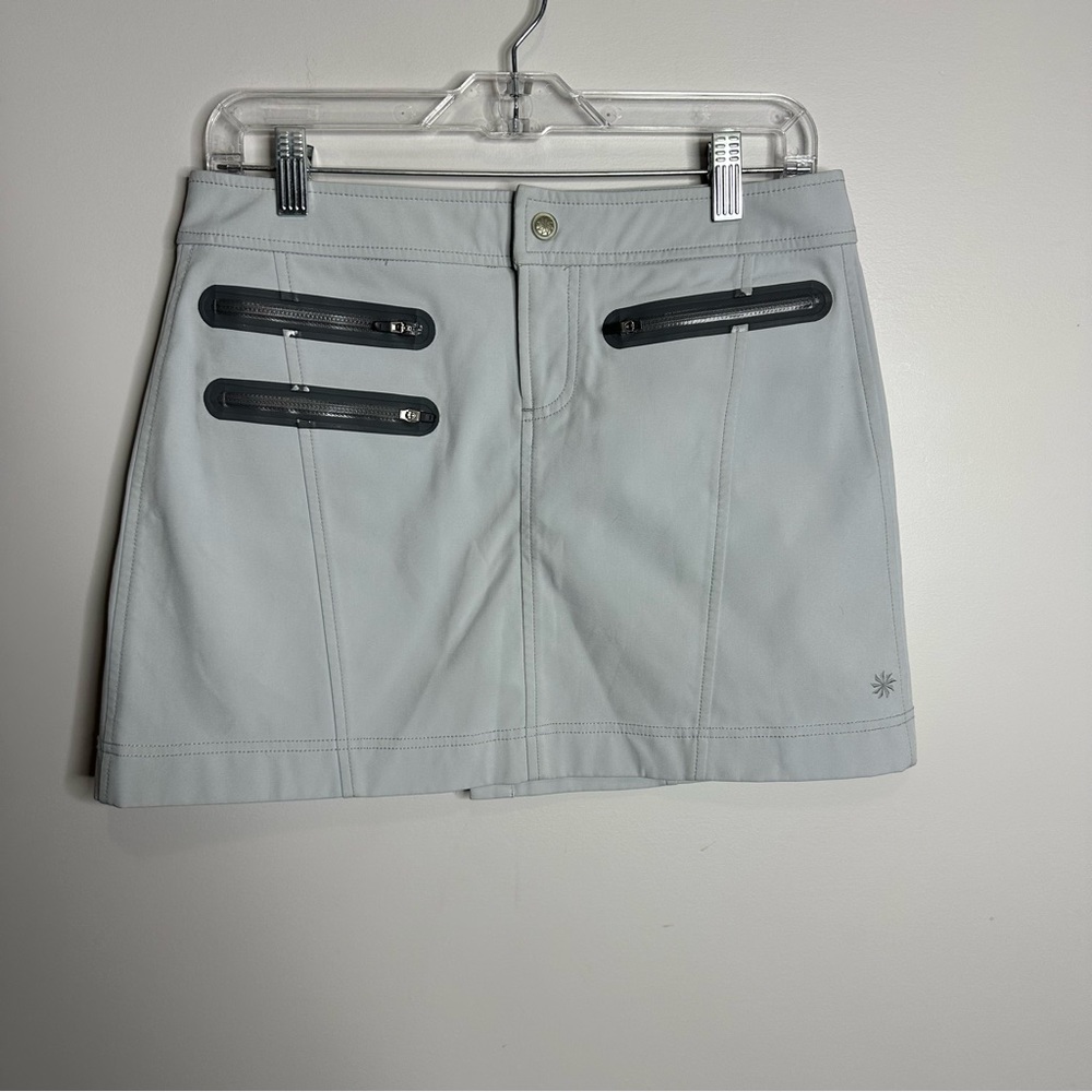 Athleta Skirt Size 2 Grey Polyester Blend Lined Zip Pockets Athletic Tennis